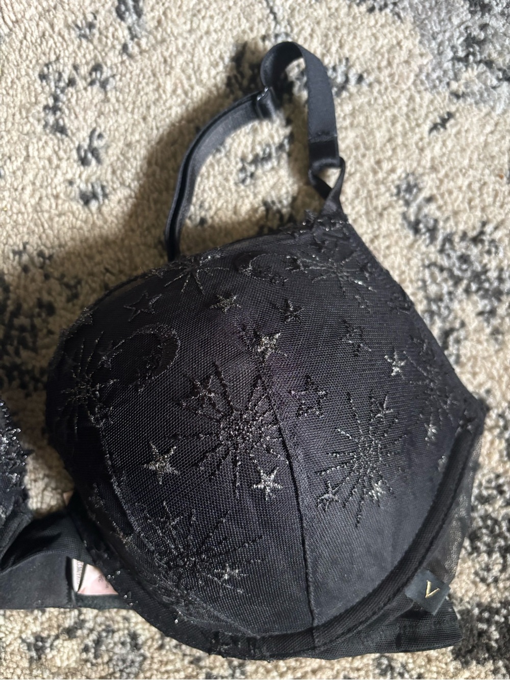 Victoria's Secret Black Embroidered Star & Moon Push-Up Bra - Picture 2 of 5